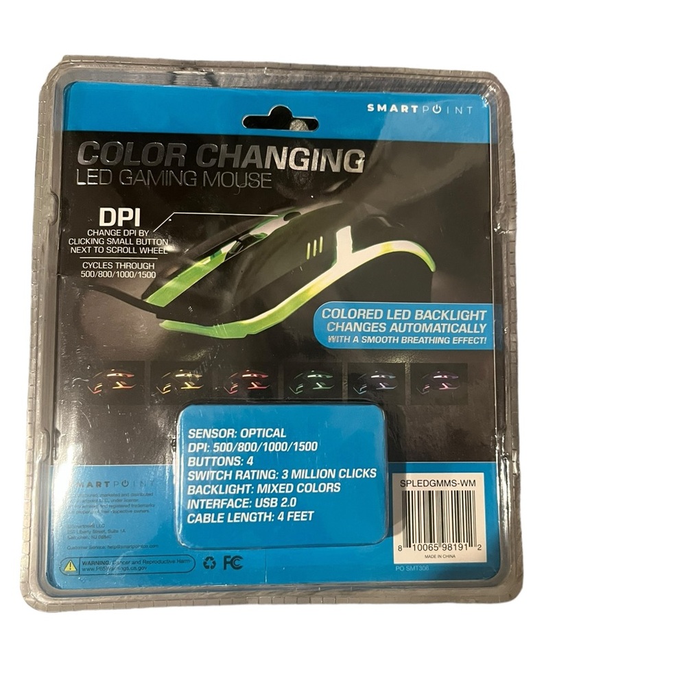 Smart Point Color Changing LED Gaming Mouse Compatible w/Mac & PC NEW SEALED - Picture 3 of 5
